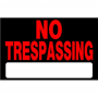 No Trespassing Plastic Sign 8"x12"