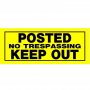 Posted No Trespassing Keep Out Black & Yellow Plastic Sign 6x15