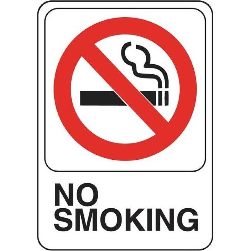 No Smoking Sign White Plastic 5"x7"