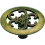 Round Cabinet Knob Patterned Antique Brass 