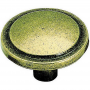 Round Cabinet Knob Burnished Brass 1.25 x 13/16"