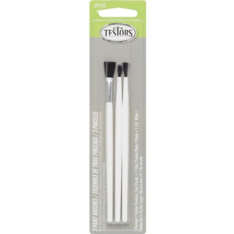 Testors Artist Paint Brush Set of 3 Wide Brushes