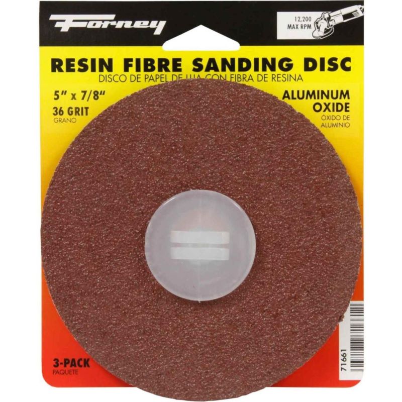 Forney Aluminum Oxide Fibre Sanding Disc 5" 36 Grit 3 Ct