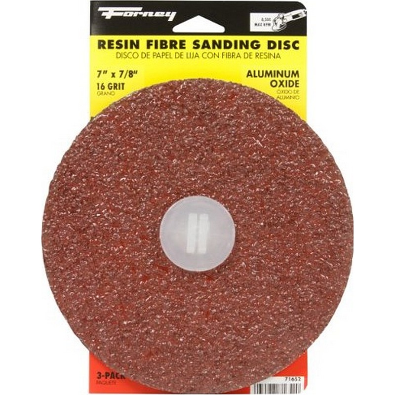 Forney Aluminum Oxide Fibre Sanding Disc 16 Grit 7" 3 Ct