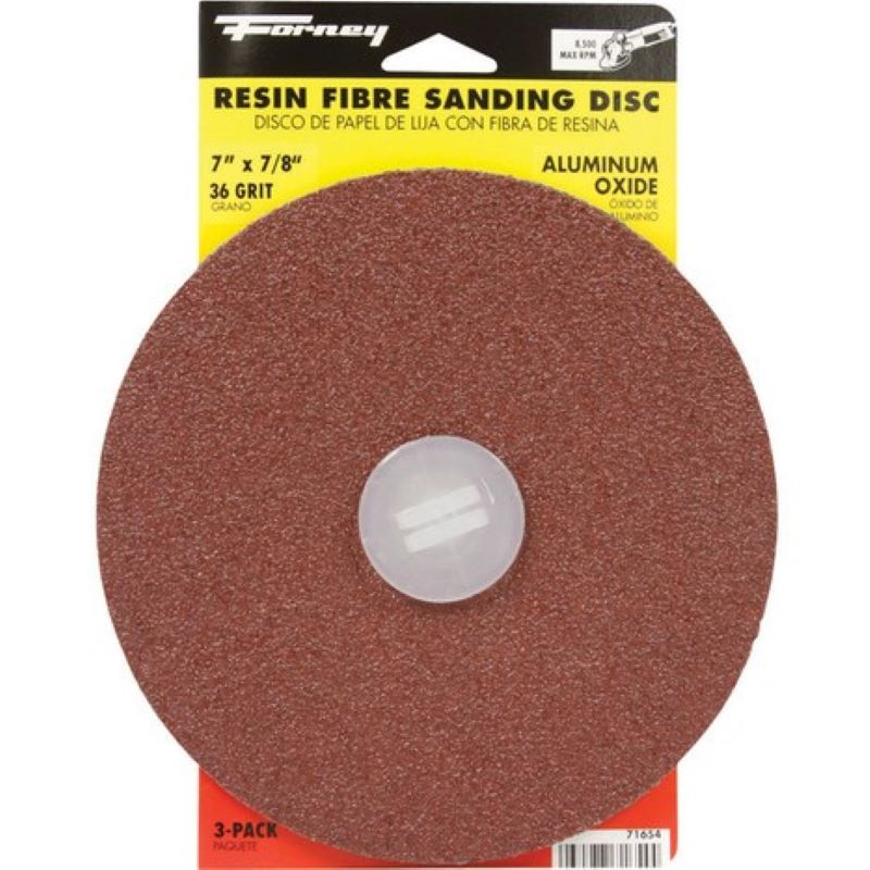 Forney Aluminum Oxide Fibre Sanding Disc 36 Grit 7" 3 Ct