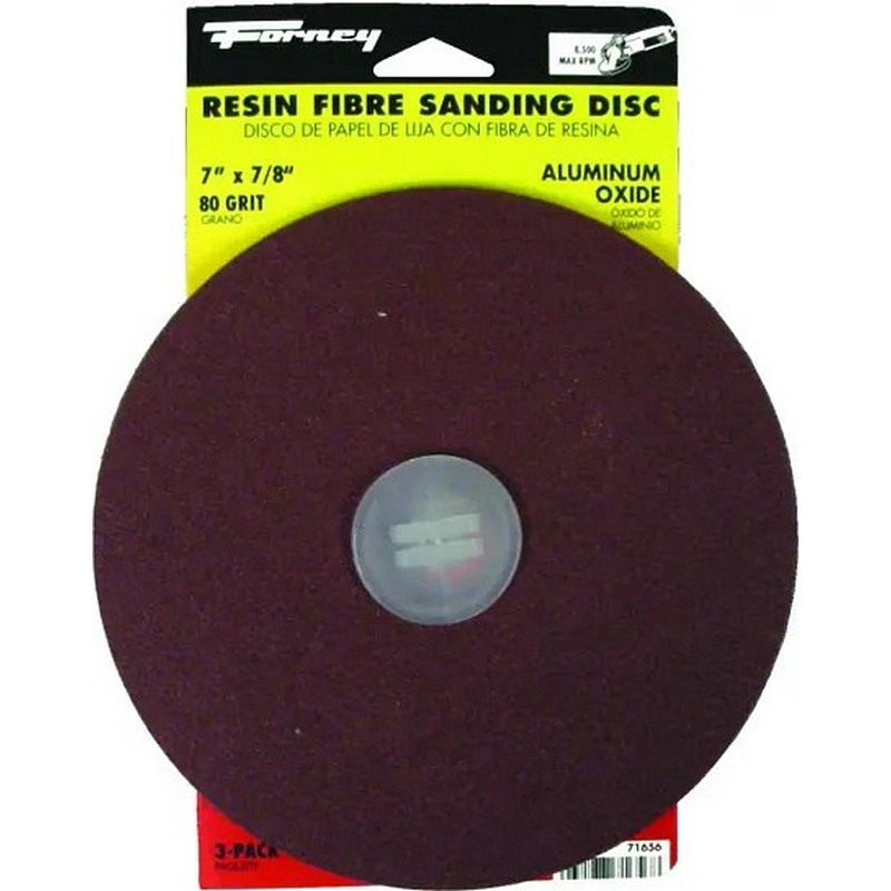 Forney Aluminum Oxide Fibre Sanding Disc 80 Grit 7" 3 Ct