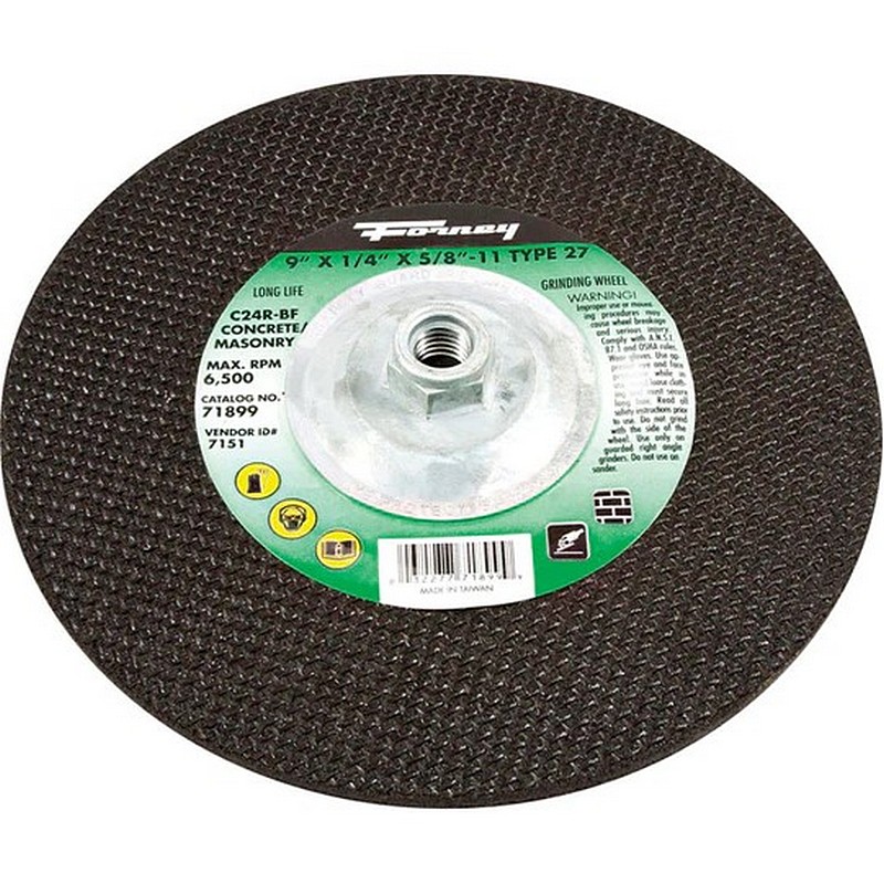 Forney Masonry/Concrete Grinding Wheel Type 27 9"x1/4"x5/8"-11