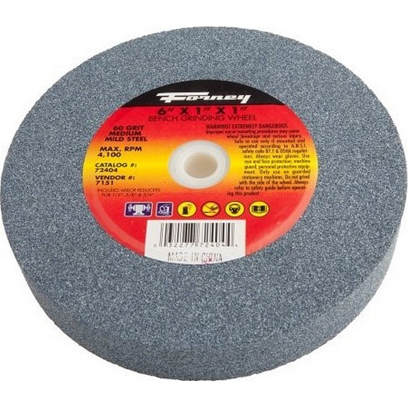 Forney Flat Face Bench Grinding Wheel 60 Grit 6"x1"x1"