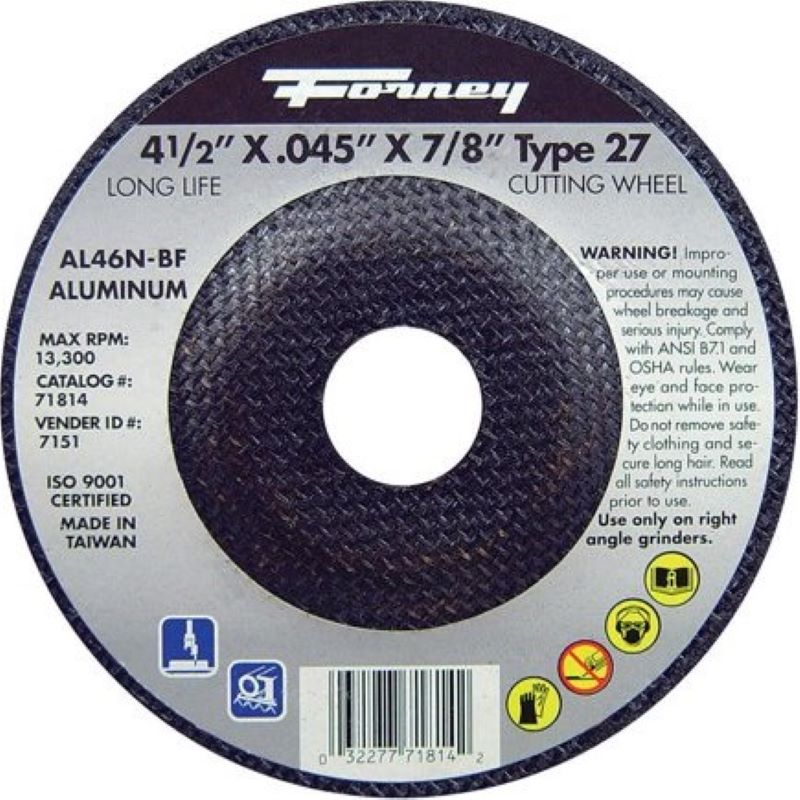 Forney Aluminum Oxide Cut-Off Wheel  4-1/2"x0.45"x7/8" 