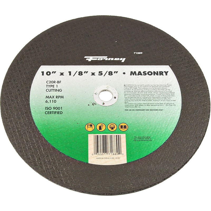 Forney Cut-Off Wheel 20 Grit 10"x1/8"x5/8"