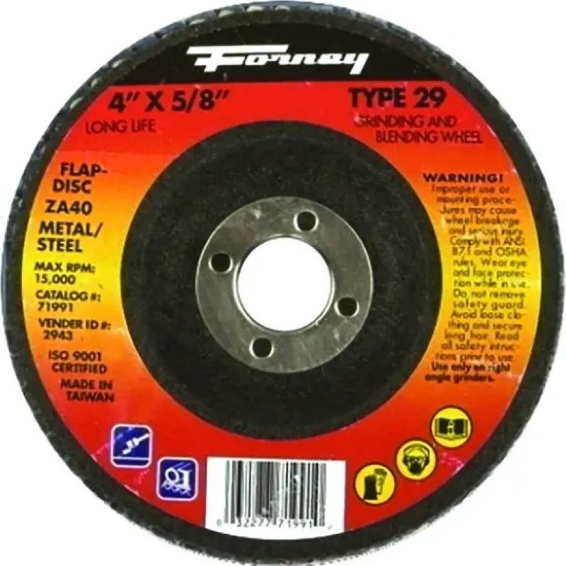 Forney Metal/Steel Flap Disc 36 Grit 4"x5/8"