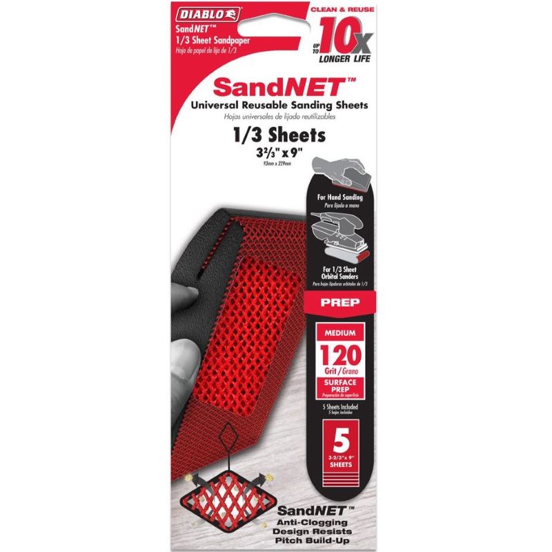 Diablo SandNET Sanding Sheets 120 Grit 1/3" 5 Ct