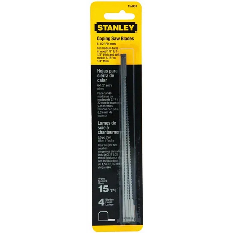 Stanley Coping Saw Blades 15TPI 6-1/2" 4 Ct