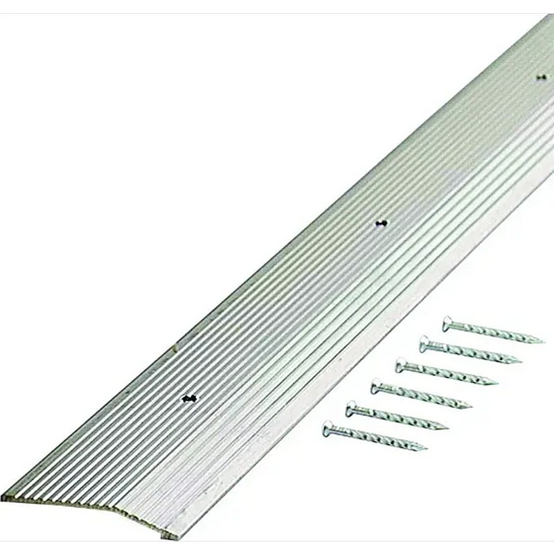 Fluted Surface Aluminum Silver Carpet Trim 72"x2"
