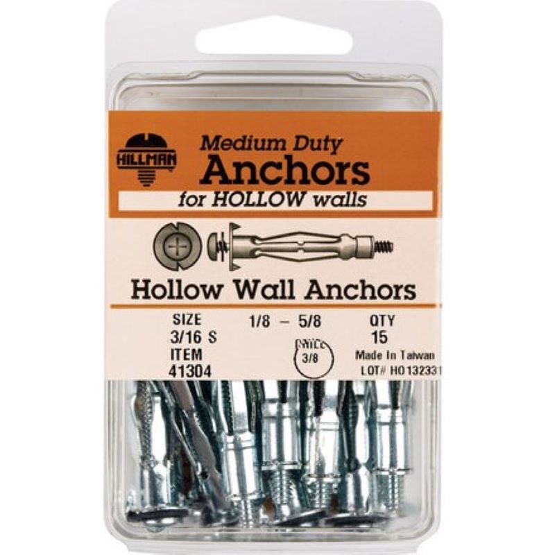 Hollow Wall Anchors 3/16" 15 Ct