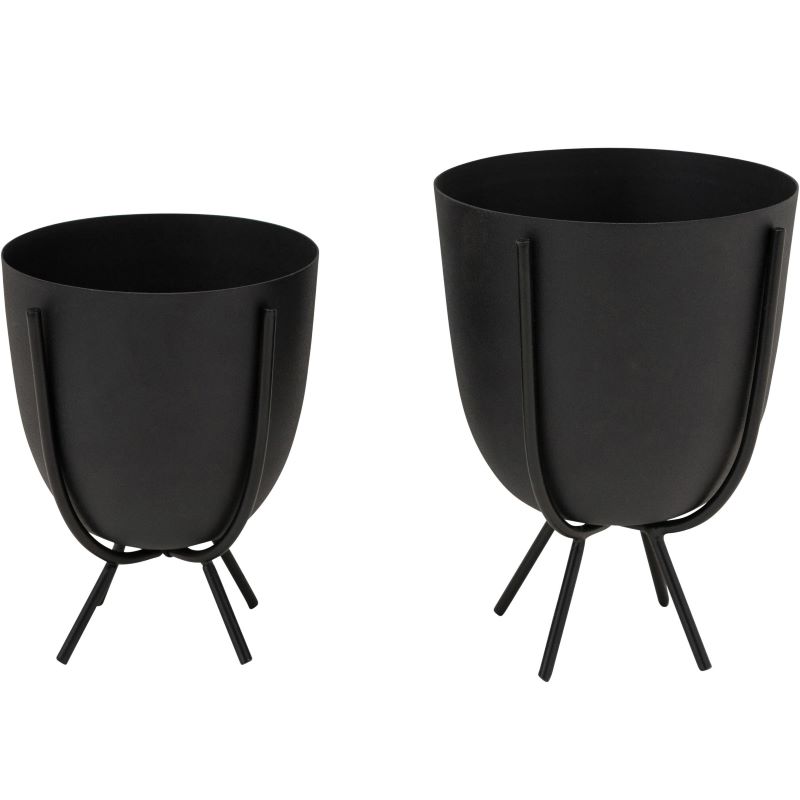 Black Metal Planters with Stands 2 Ct