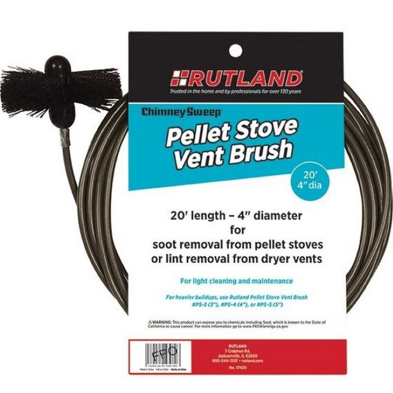 Rutland 4 in Pellet Stove Brush with 10 ft Rod