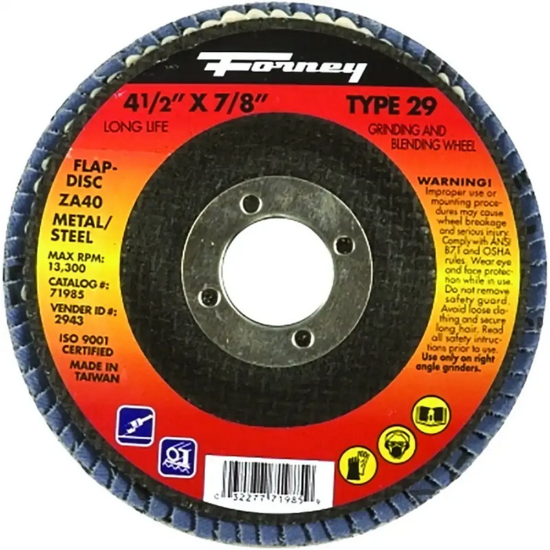 Forney Flap Disc Metal Grinding Wheel 36 Grit Type 27 4-1/2"x7/8"