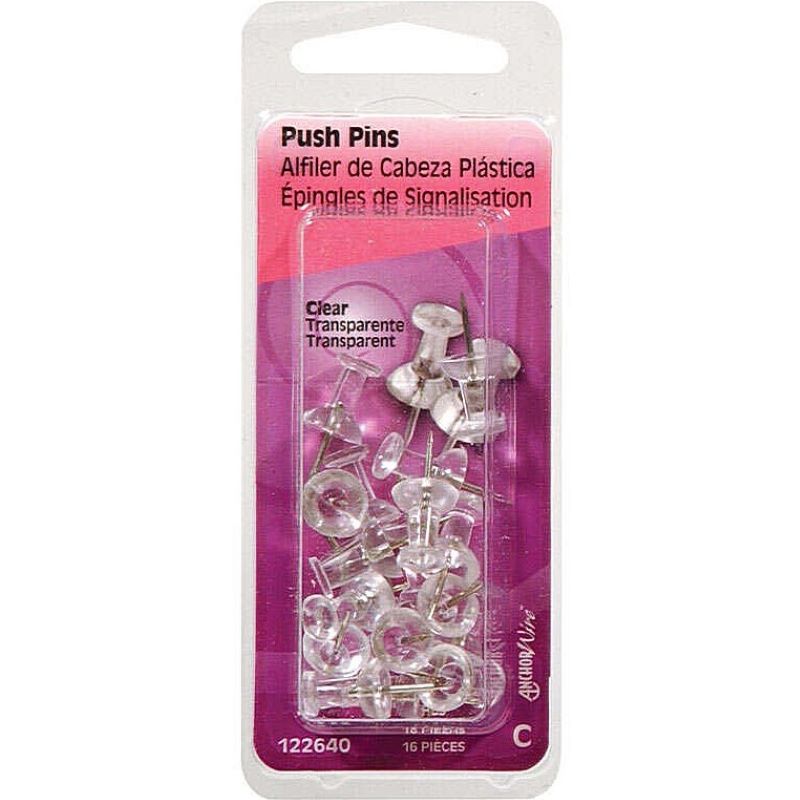 Clear Push Pins 16 Ct
