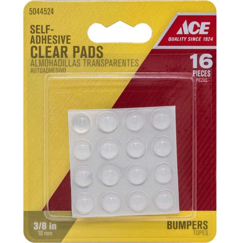 Self Adhesive Clear Round Bumper Pads 3/8 in 16 ct