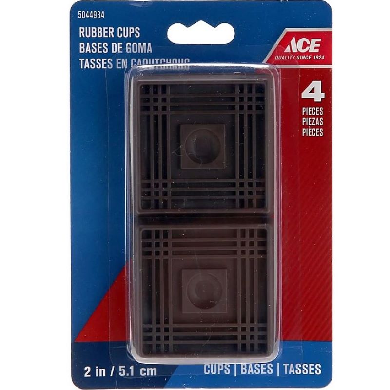 Rubber Square Caster Cups 2 in 4 ct