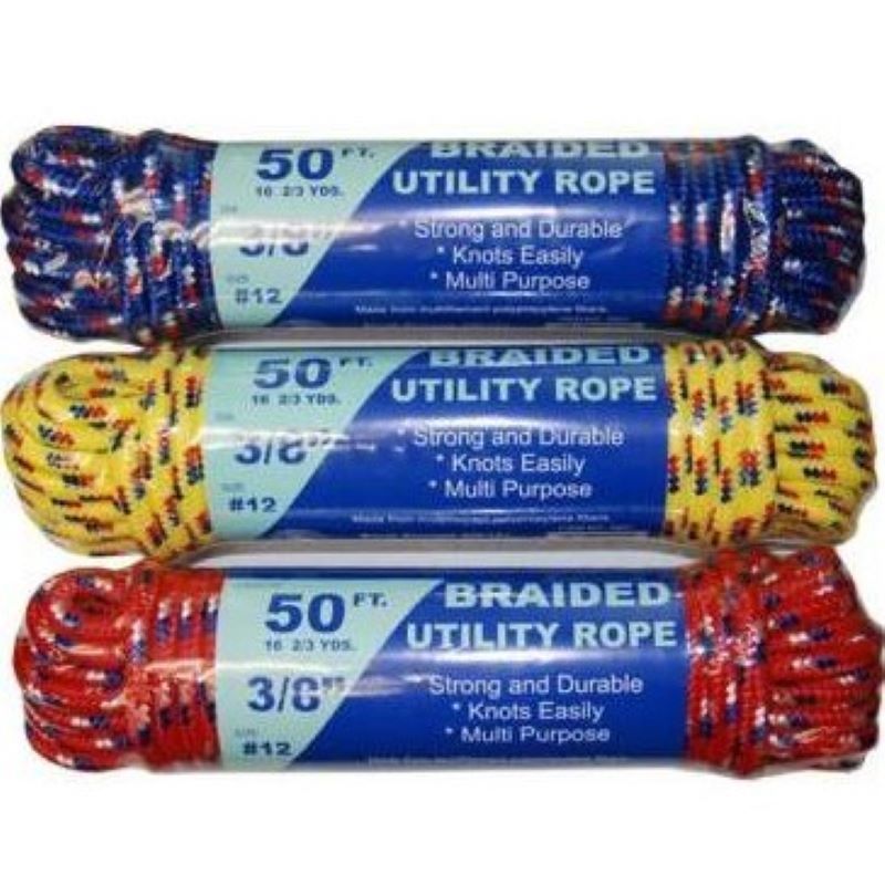 Assorted Poly Braided Utility Rope 50 ft