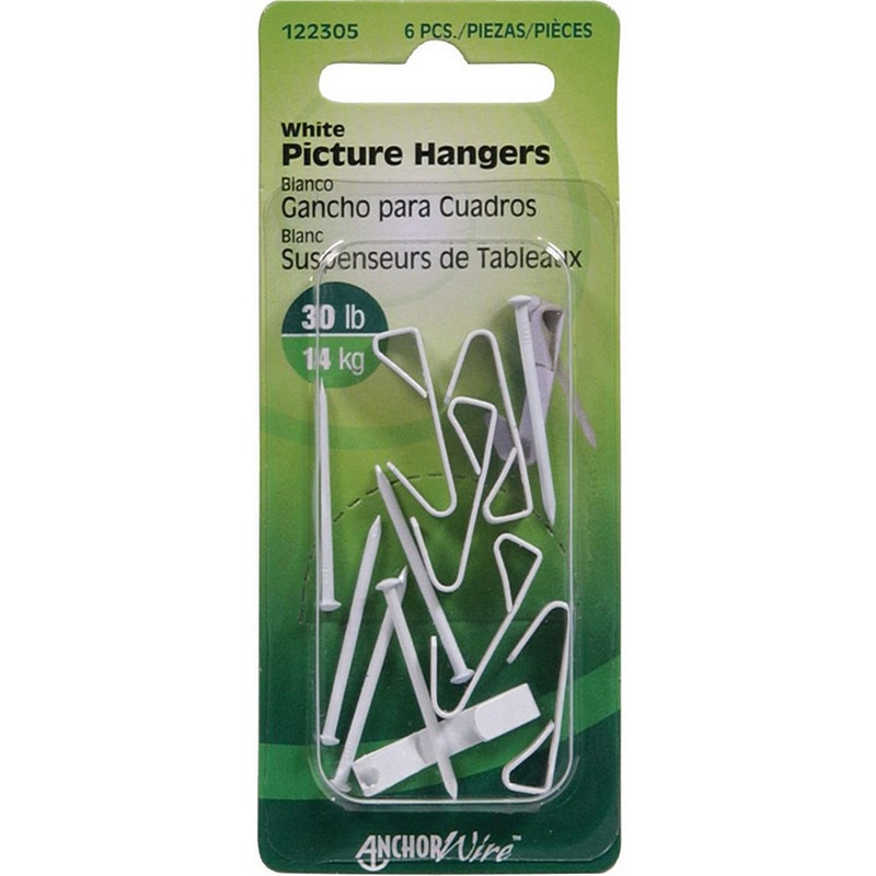 White Picture Hanger 30 lb 6 Ct