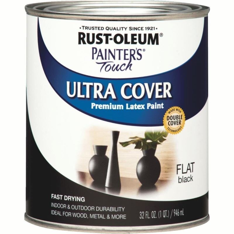 Rust-Oleum Painters Touch Ultra Cover Latex Paint Flat Black 1 qt