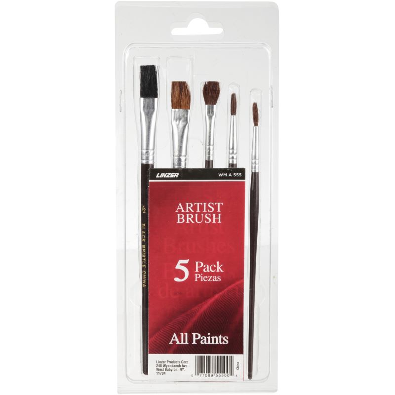 Linzer Artist Assorted Paint Brush Set 5 Ct