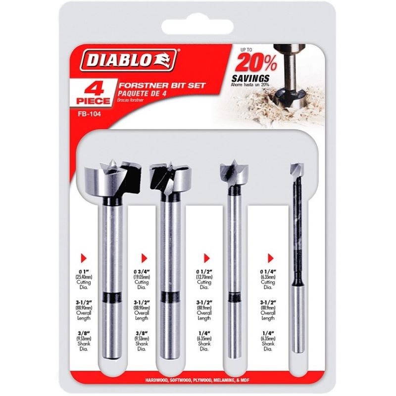 Diablo Forstner Drill Bit Set 4 Ct