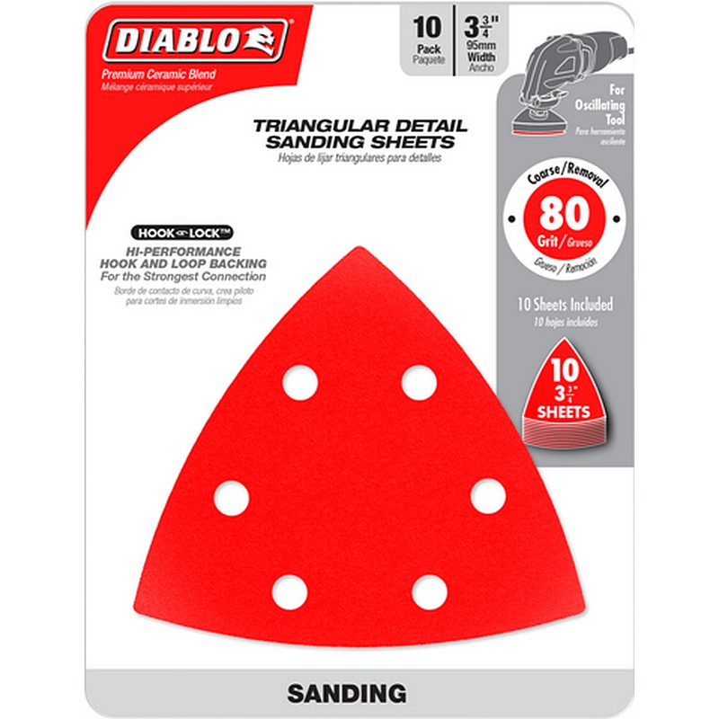 Diablo Triangle Sanding Sheets 80 Grit 3-3/4" 10 Ct