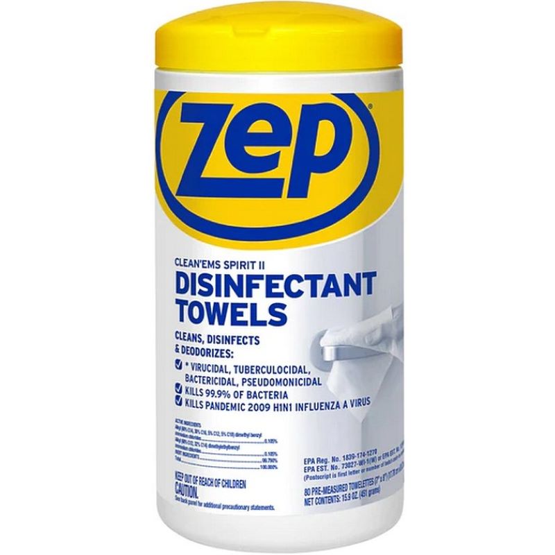 ZEP Recylced Fibers Disinfecting Wipes 80 Ct