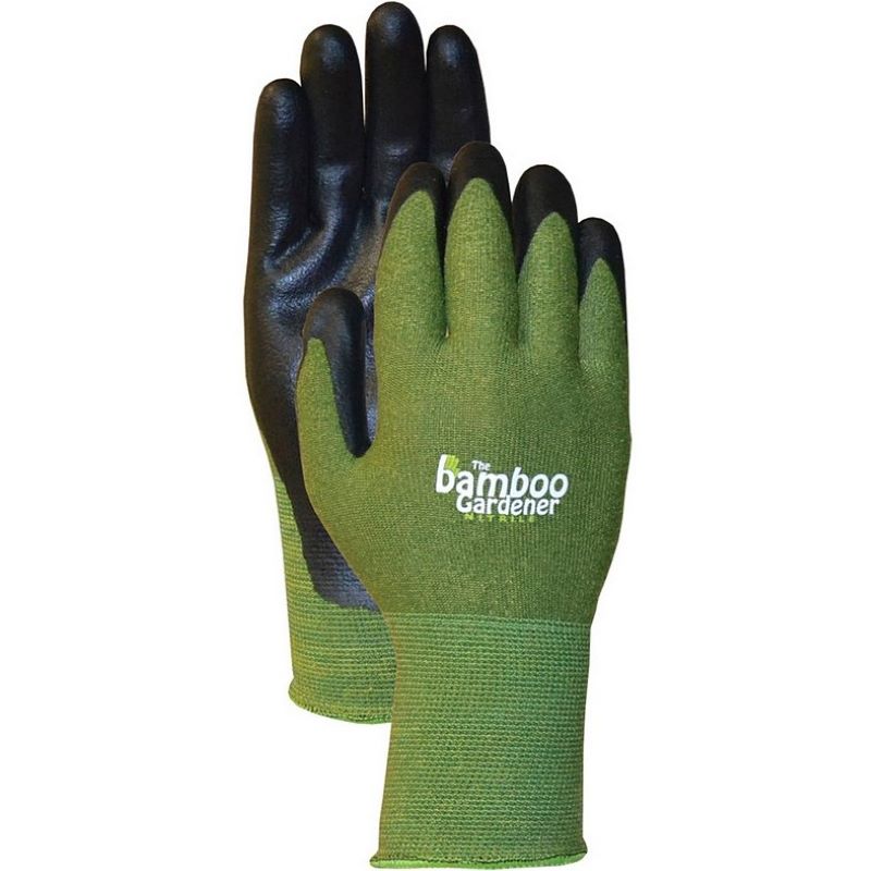 Bamboo Gardener Green Nitrile Gloves Medium