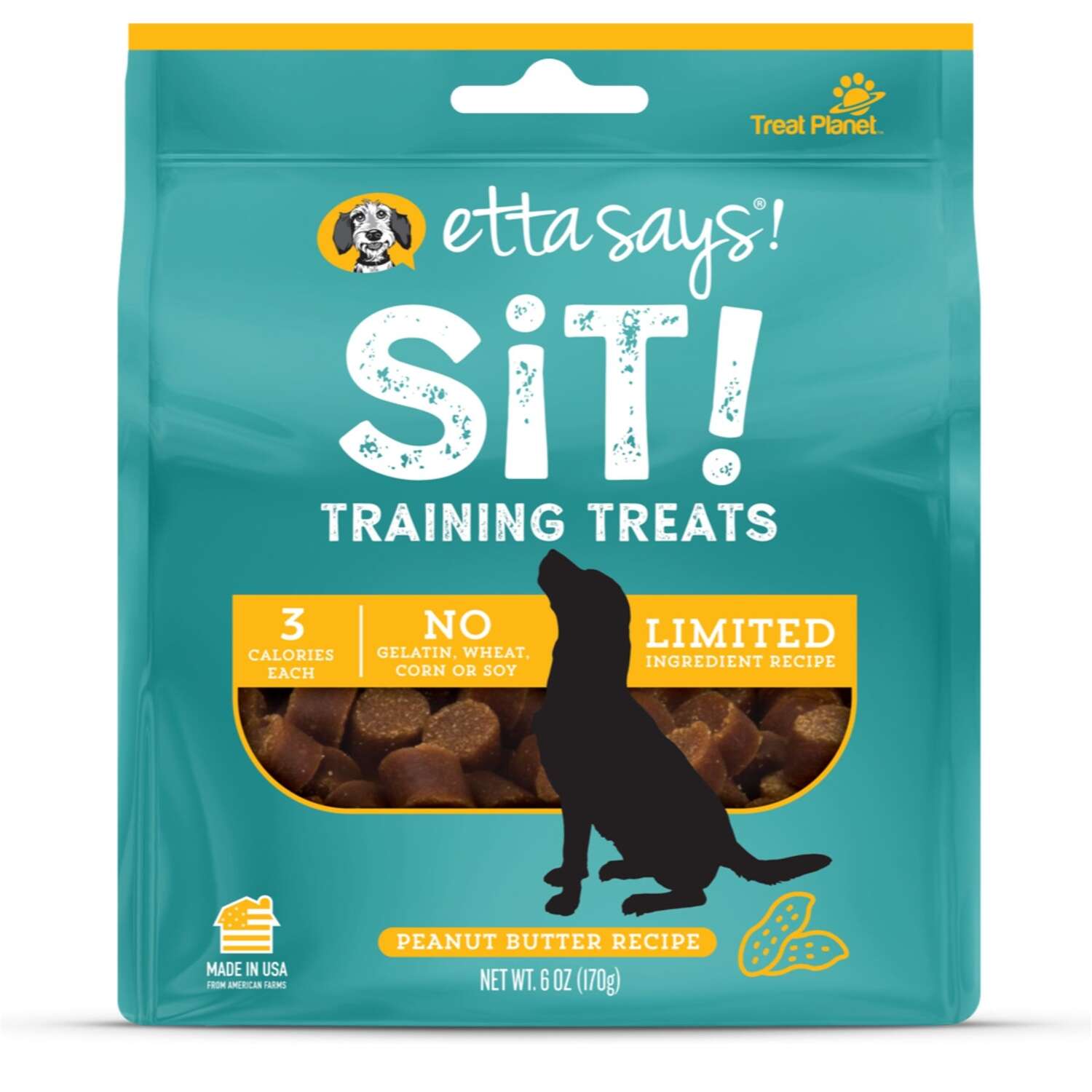 Etta Says! Sit! Grain Free Peanut Butter Training Dog Treats 6 oz