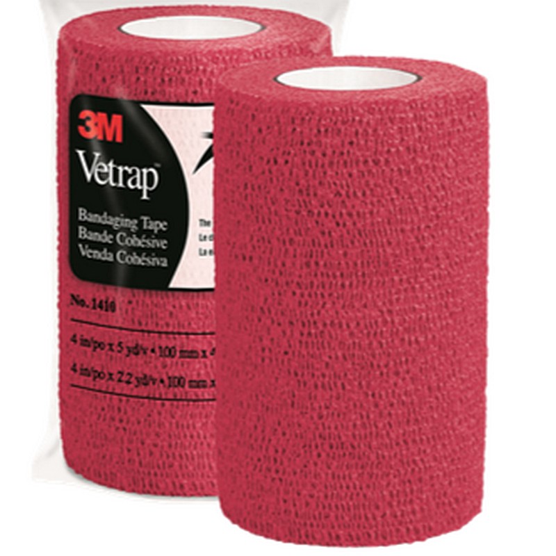 Vetrap Bandaging Tape Red 4 in x 5 yd