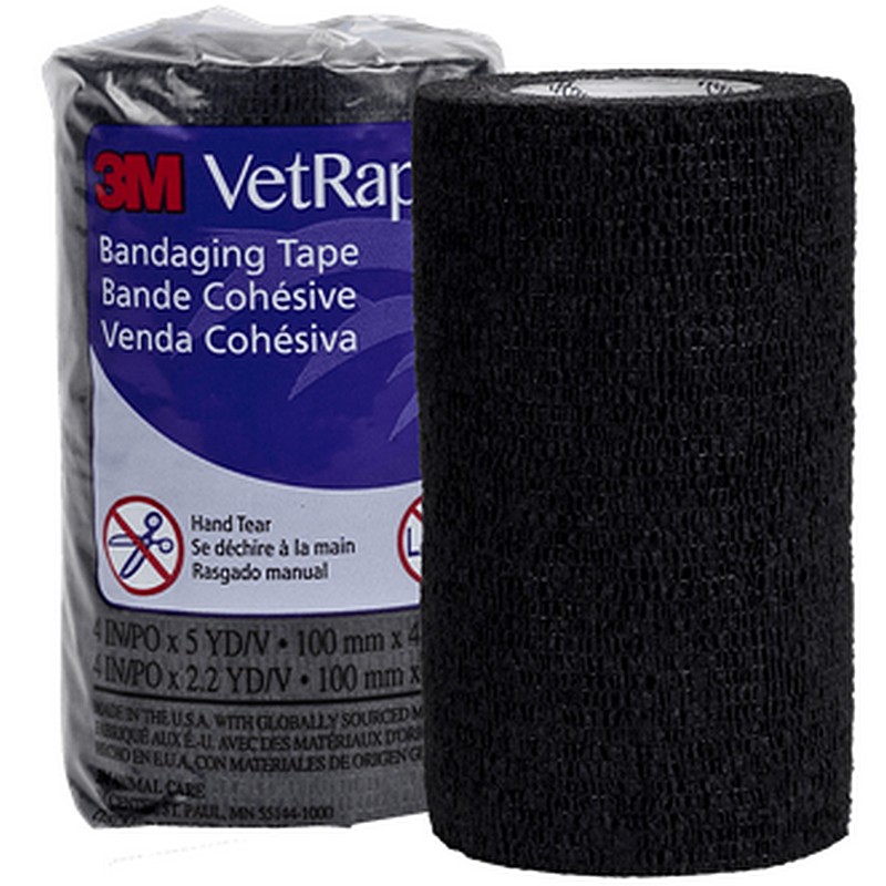 Vetrap Bandaging Tape Black 4 in x 5 yd