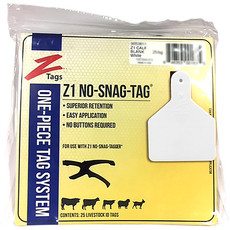 Z1 No Snag Blank Calf Tags 25 Ct