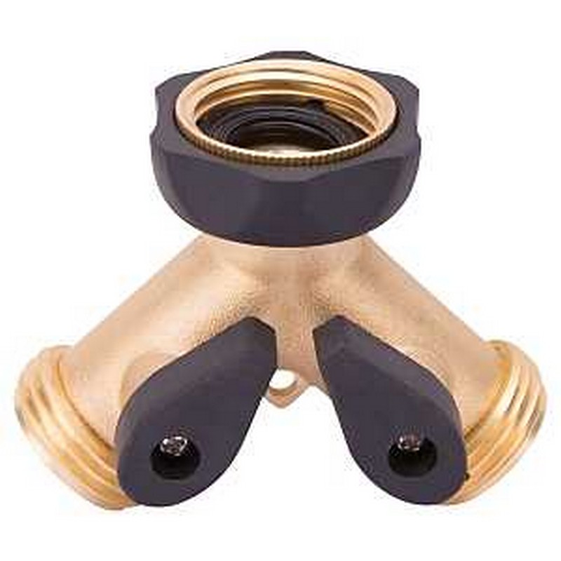 Landscapers Select Brass Y Connector Hose Split with Shut-Off Valves