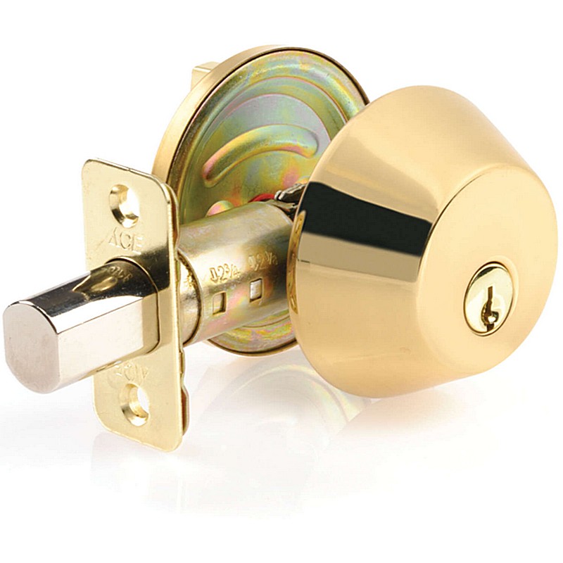 Ace Polished Brass Solid Cylinder Deadbolt