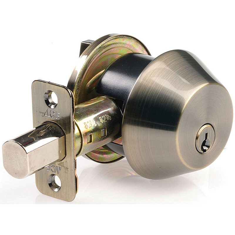 Ace Antique Brass Chrome Single Cylinder Deadbolt