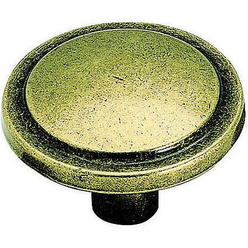 Round Cabinet Knob Burnished Brass 1.25 x 13/16"