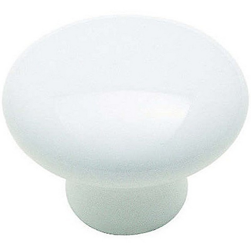 Round Cabinet Knob White Flat