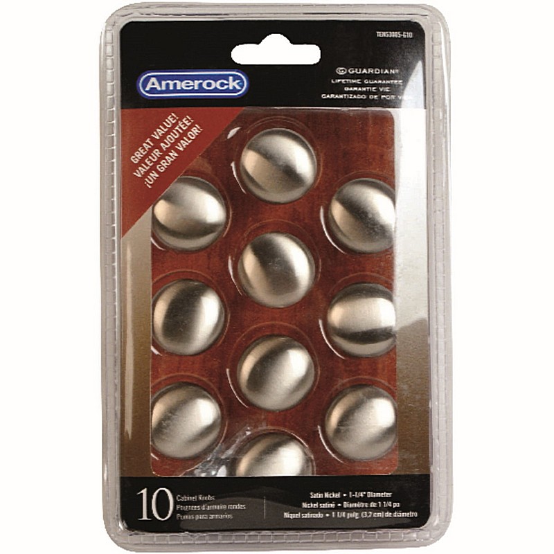 Allison Value Round Cabinet Knob Satin Nickel 1.25 x 1 1/8" 10 ct
