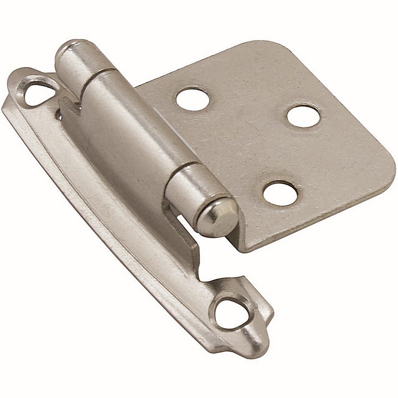 Satin Nickel Silver Steel Self-Closing Hinge 2 ct