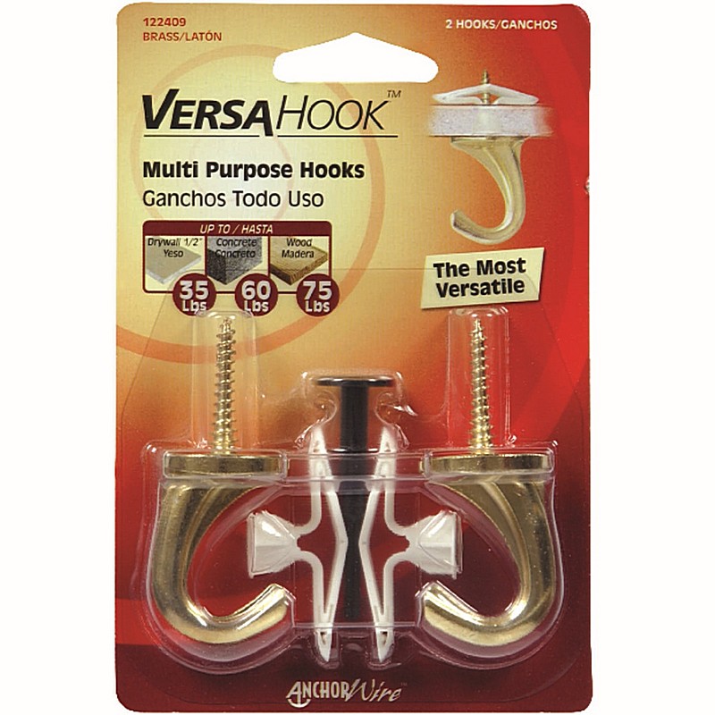 Brass Small Versa Hook 2 Ct
