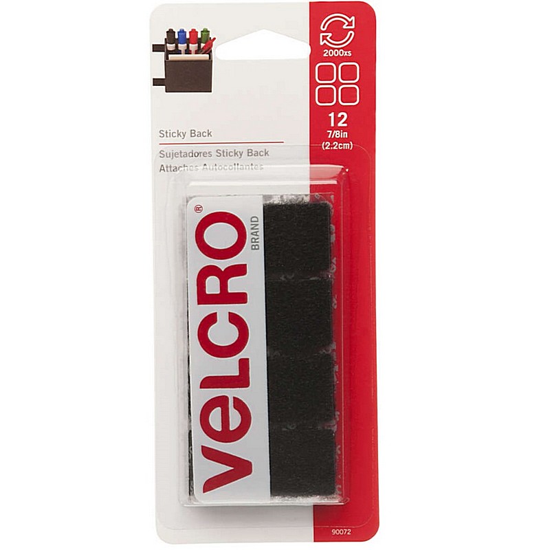 Velcro Sticky Back Square 7/8 12 ct