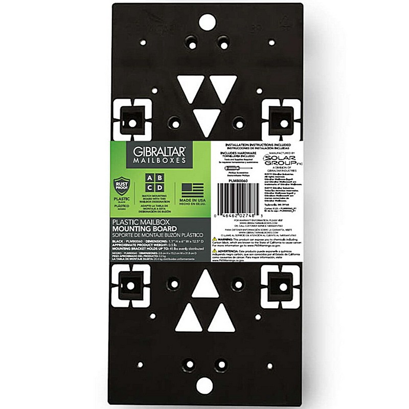 Black Plastic Mailbox Mounting Board