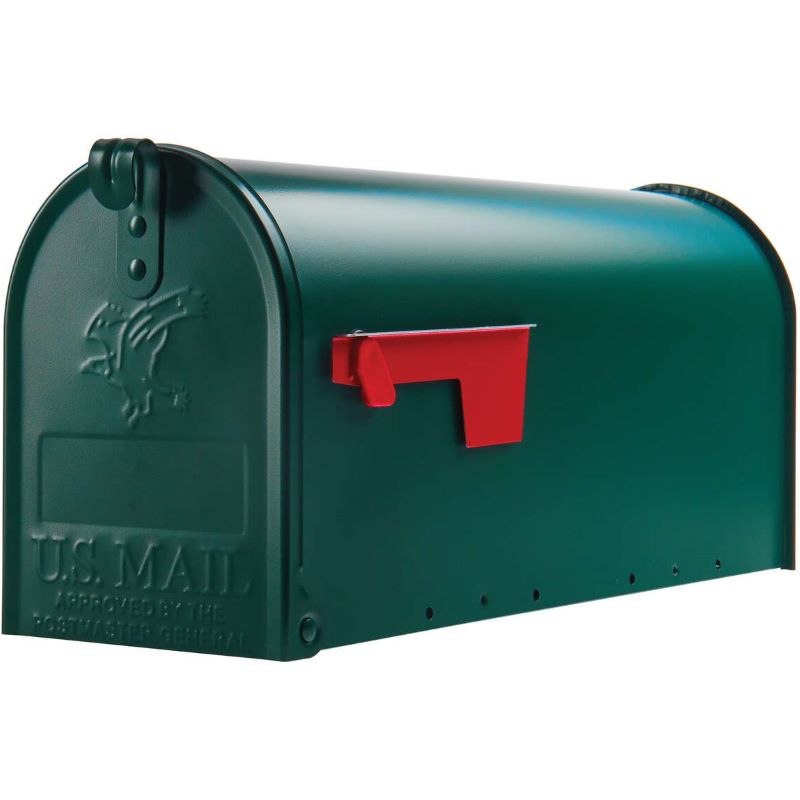 Classic Galvanized Steel Post Mount Green Mailbox