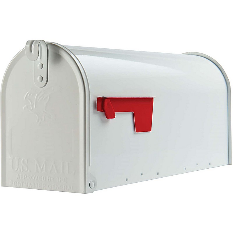 Classic Galvanized Steel Post Mount White Mailbox