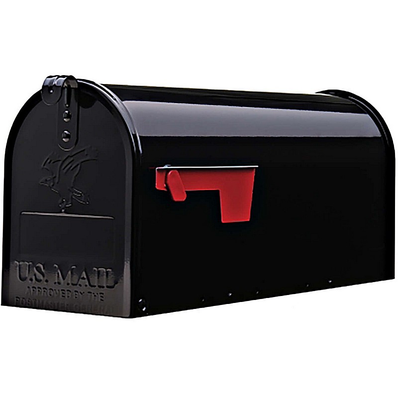 Classic Galvanized Steel Post Mount Black Mailbox